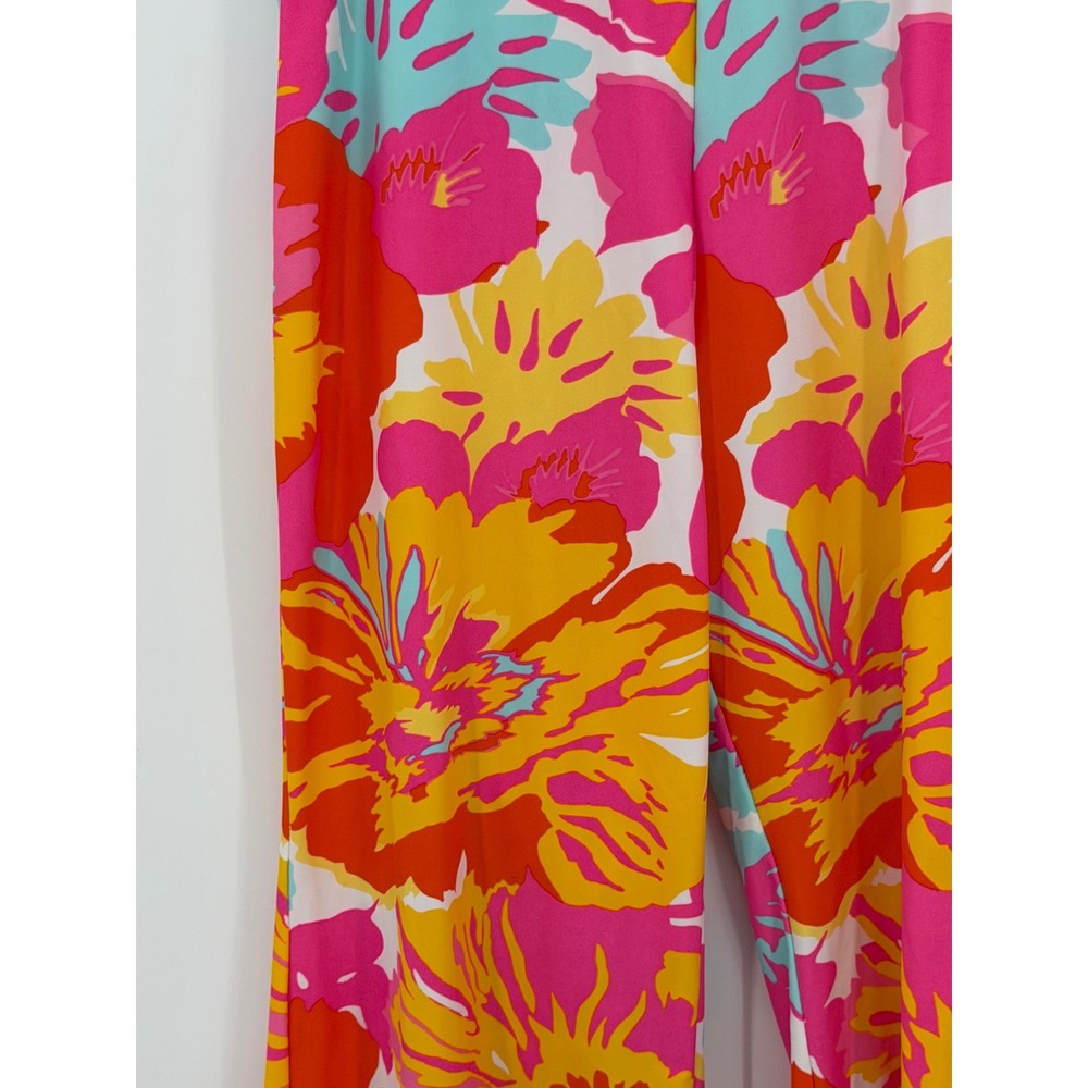 Jude Connally Pants Womens Small Pink Floral Wide Leg Crop High Rise Stretch USA - Picture 2 of 9